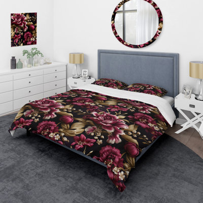 Ensemble de housse de couette Regal Bourgogne Flowers Majesty Elegance III - Glam