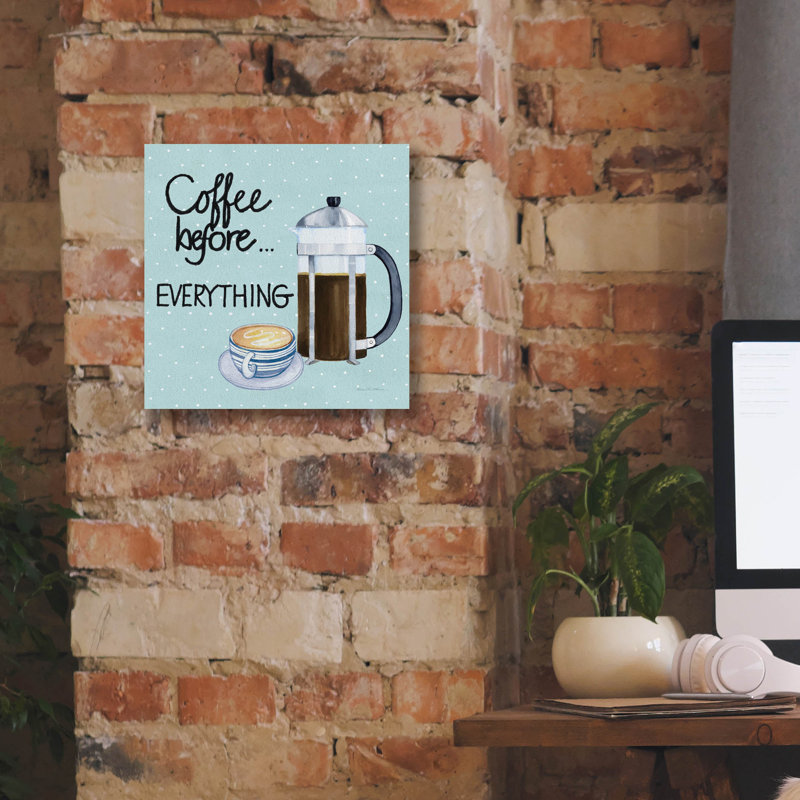 Art mural sur toile Winston Porter «Coffee Avant Tout Bleu» par Kathleen Parr, H 12 po x l 12 po x P 0,75 po