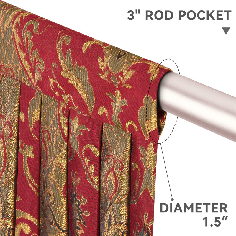 Damask Swag Window Valance in Red, 39" W x 45" L