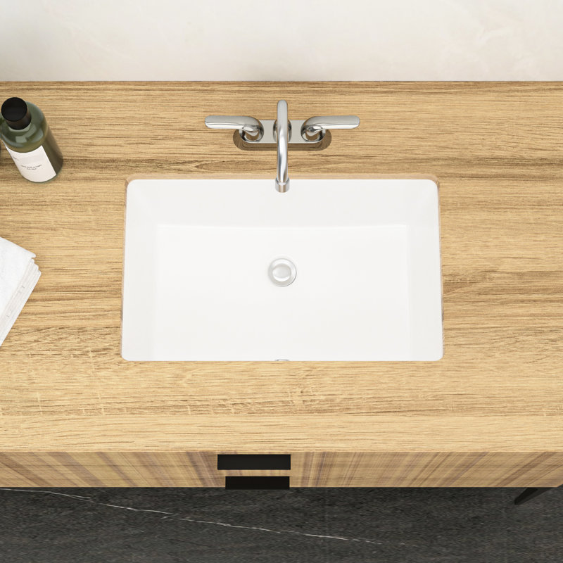 Lavabo de salle de bain rectangulaire en céramique blanche 21 x 13 x 7,29 po, résistance aux acides, surface lisse à faible absorption d'eau, teinture, ajoute de l'espace à