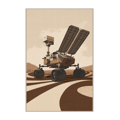 Soft Plush Eger Mars Exploration Rover Modern Area Rug in Beige – Beige Binding