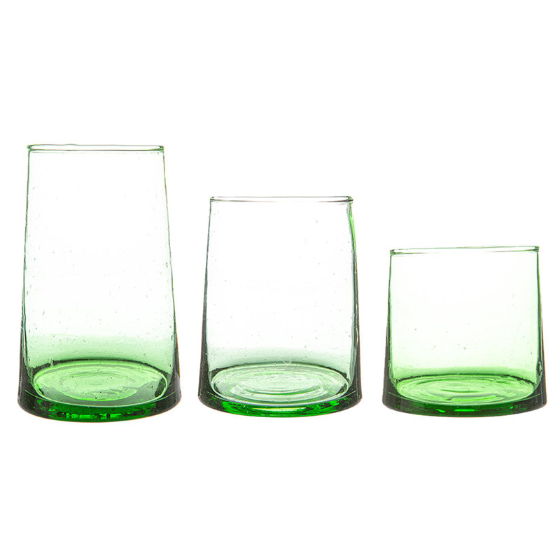 18pc Merzouga Recycled Drinking Glassware Set - By Nicola Spring, Green