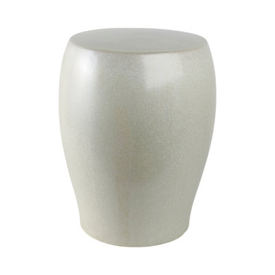 19" Ivory Ceramic Garden Stool - Modern Indoor/Outdoor Accent Seat For Home & Office by Latitude Run