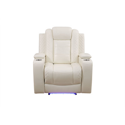 36"Breathing Leather Power Recliner With LED Light & USB Port – Electric Adjustable Chair by Ivy Bronx