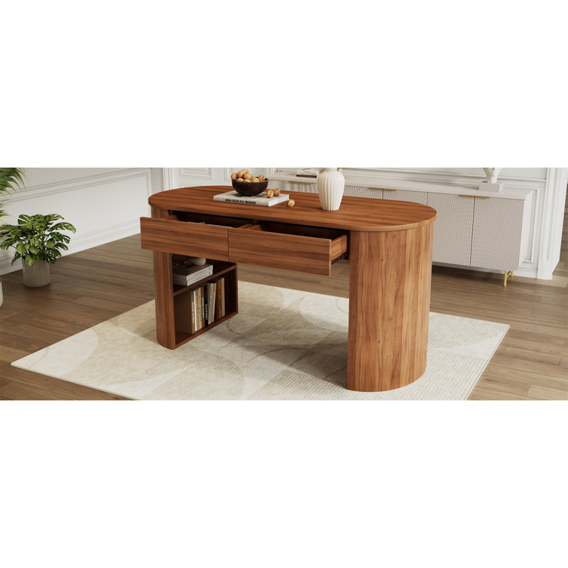 Bureau de rangement avec rangement, Noyer foncé