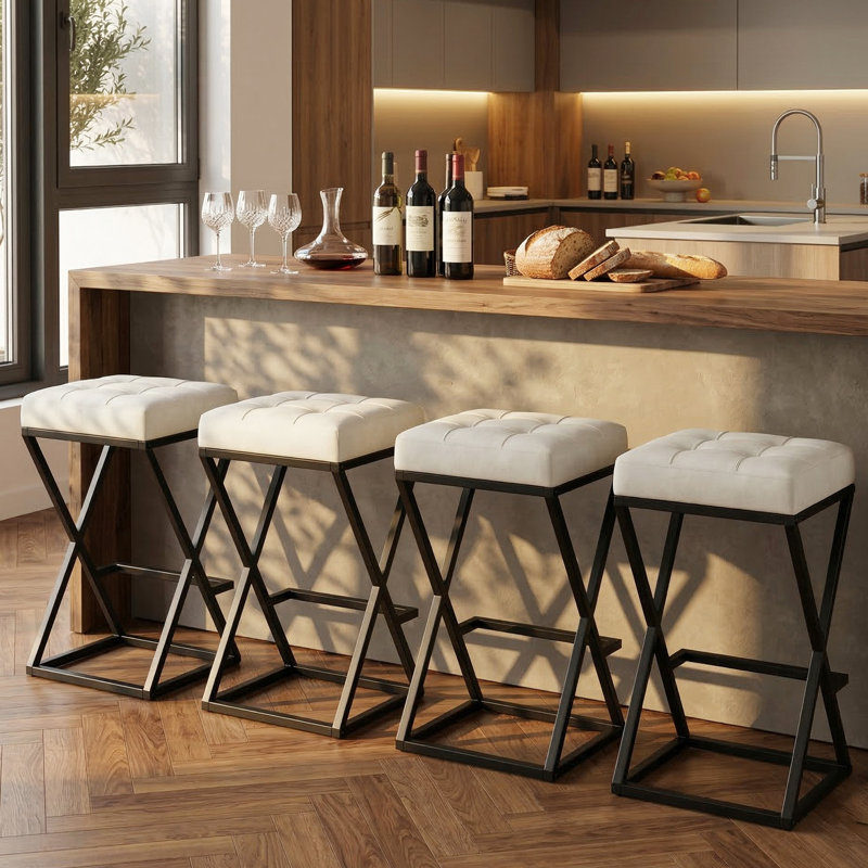 Tabouret de bar Mid-Century 26 po, Blanc