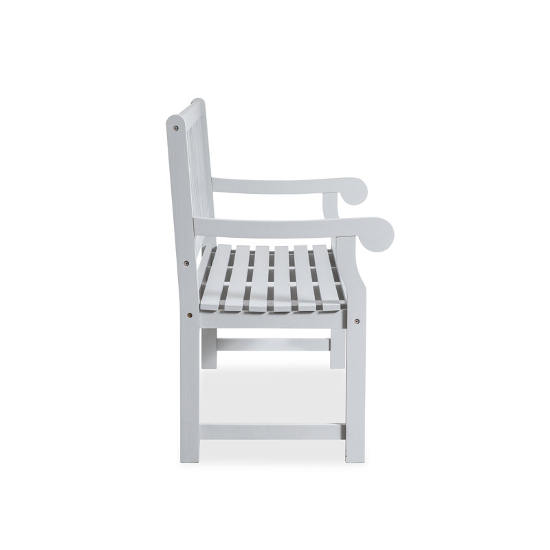 Uira Solid Eucalyptus Outdoor Bench With Slatted Backrest