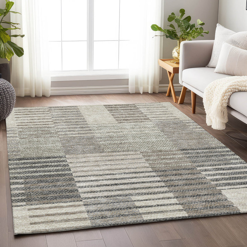 Premium Machine Washable Prisco Beige Rug, Rectangle 10' x 14'