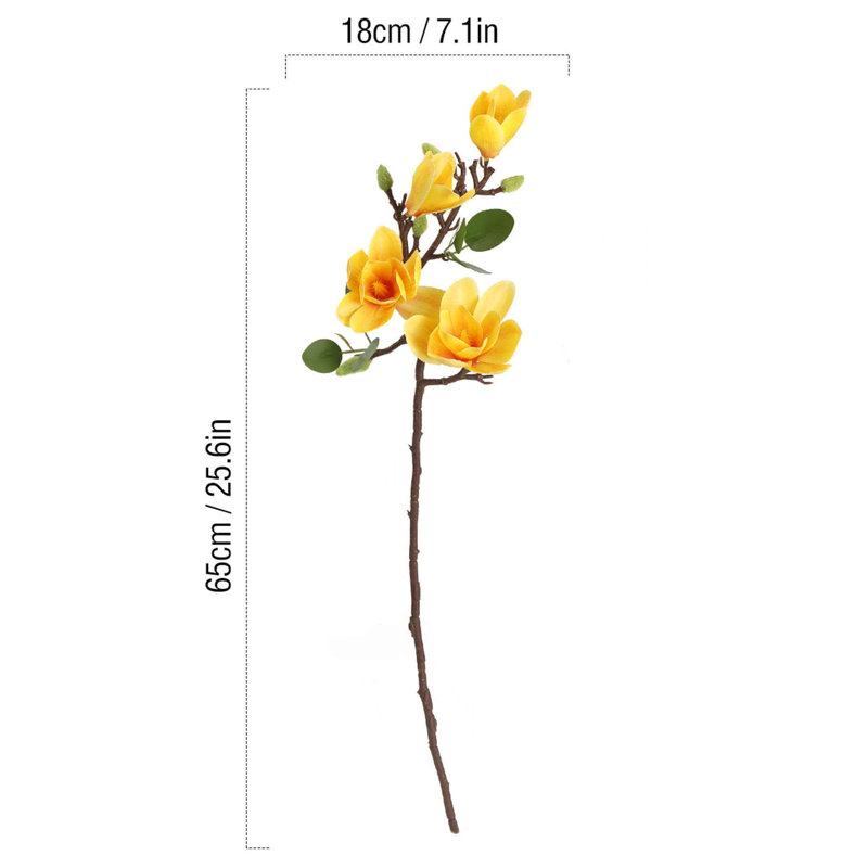 2 pièces de fleurs artificielles en soie de magnolia 25,6 "pour les décorations de mariage de cuisine à domicile, Blanc