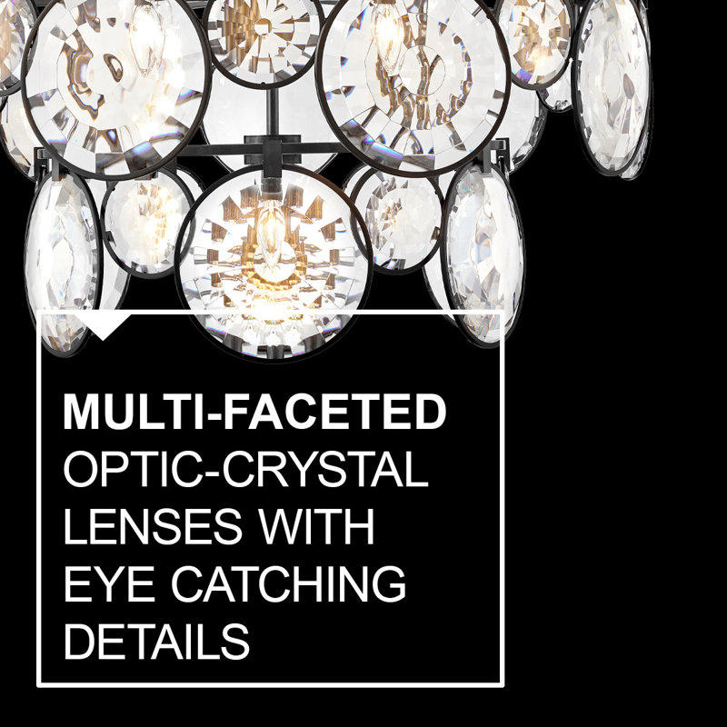 Nala 15 - Light Crystal Tiered Chandelier, Black