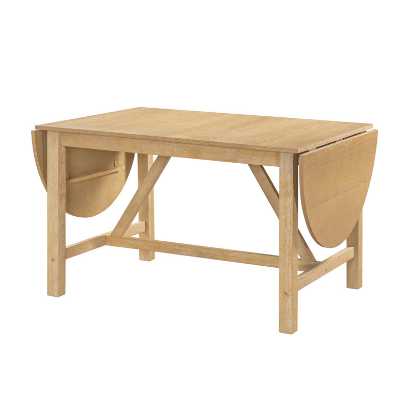 7-Piece Farmhouse Extendable Dining Table Set for 6, 48"-84" Oval Drop Leaf Table with 6 Upholstered Chairs