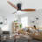 Modern Ceiling Fan with Light and Remote/App Control, 3 Color Temperatures LED, 6 Speed Quiet DC Motor, Reversible, Dimmable, Timer, Brown Blades-658345206