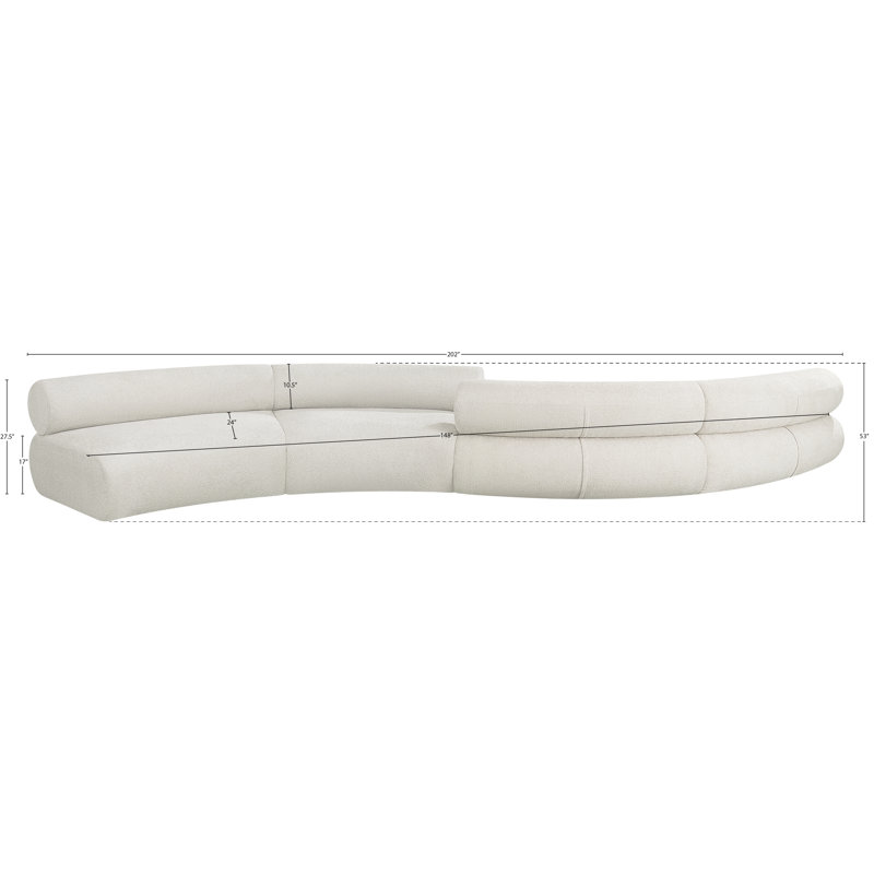 Bale 202" Upholstered Sectional, Cream Chenille Fabric