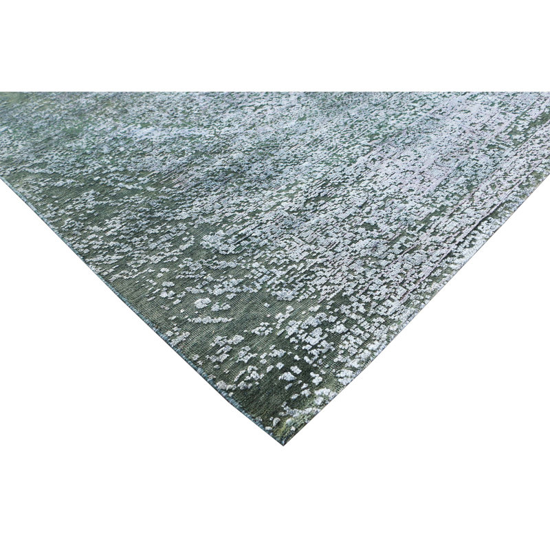 Hand Knotted Area Rug in Green/Silver, Rectangle 9' x 12'