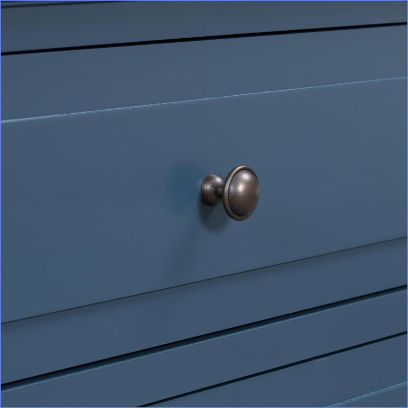 U_STYLE Table de chevet en bois de pin 28 po avec 3 tiroirs pour la chambre à coucher, Blue