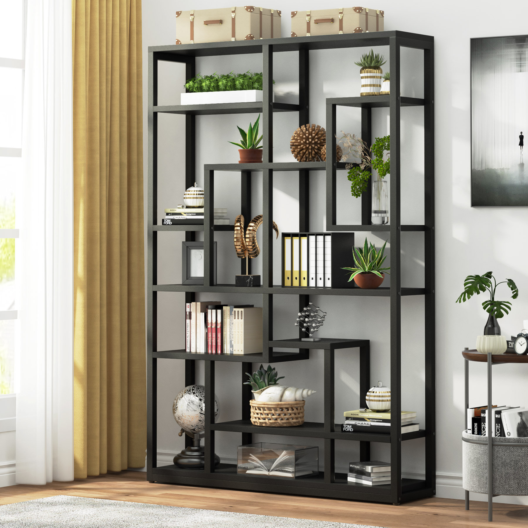 Latitude Run 71'''' Tall Tower Bathroom Storage Cabinet Organizer Display Shelves Bedroom Black Latitude Run Finish: Gray
