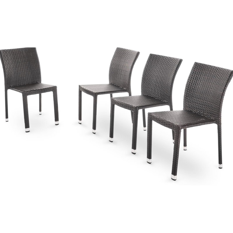 Chaise sans accoudoirs empilable avec structure en aluminium et brun, l 17,76 po x P 24,87 po, H 33,21 po Weather