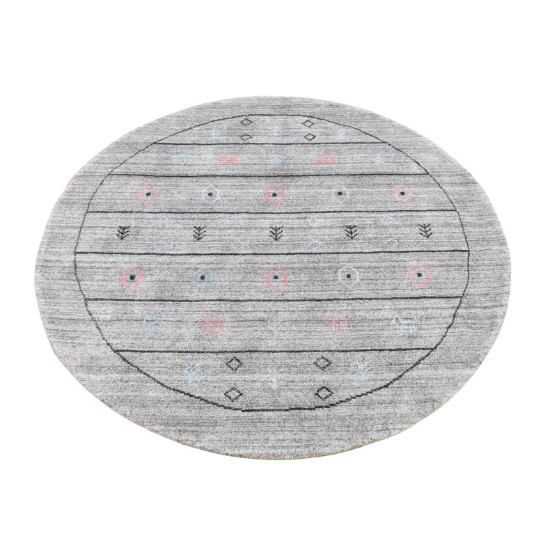 Tapis oriental gris en laine et en soie tissé à la main 4 pi 1 po x 4 pi 1 po Gabbeh 02113006C1364D7BB827AE9A6AFD00AC
