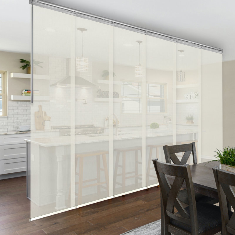 Dappled Ash Semi-Sheer Vertical Blind, Satin Nickel, 130"W x 116"L