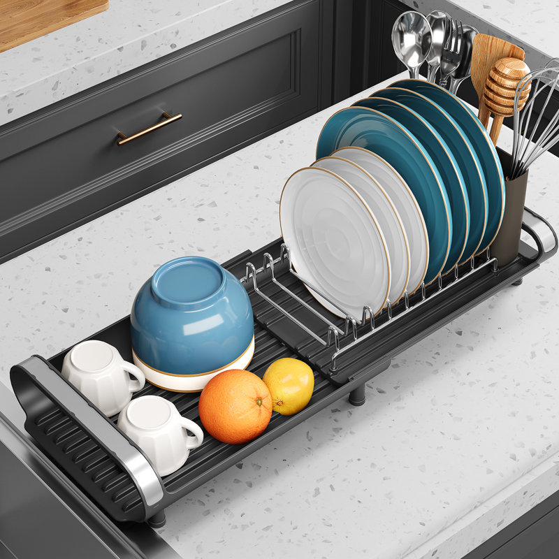 Small Dish Drying Rack, Expandable Kitchen Dish Rack, Extendable Stainless Steel Dish Rack,Plate Rack,Extra Large Capacity Dish Drainer
