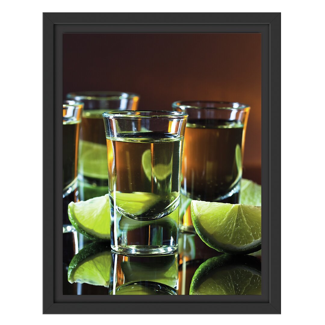 Gerahmtes Wandbild Tequila mit Limetten