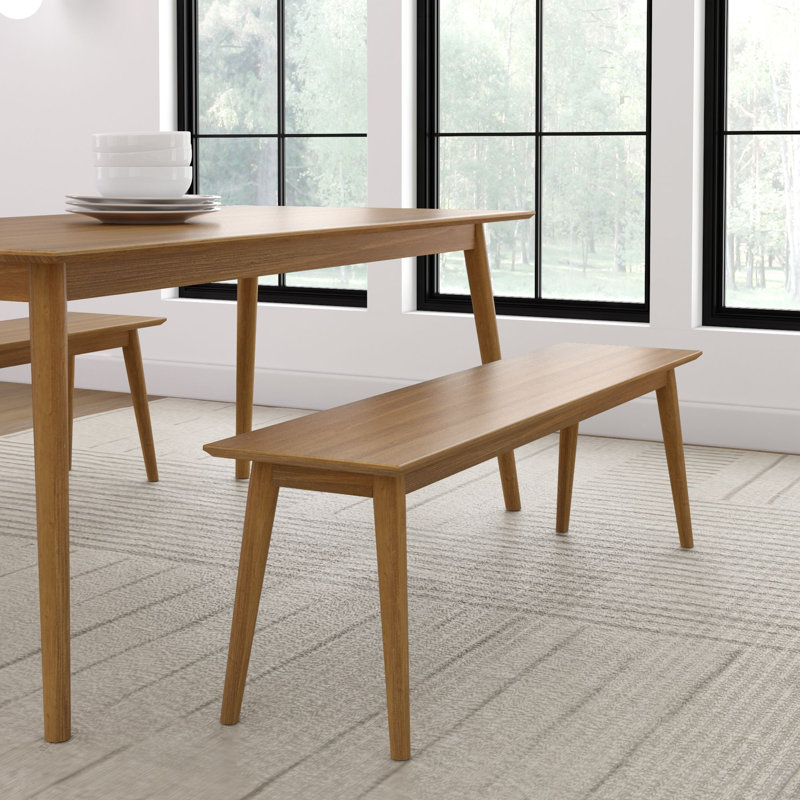 Leaford 58.75" Solid Wood Bench, Pecan