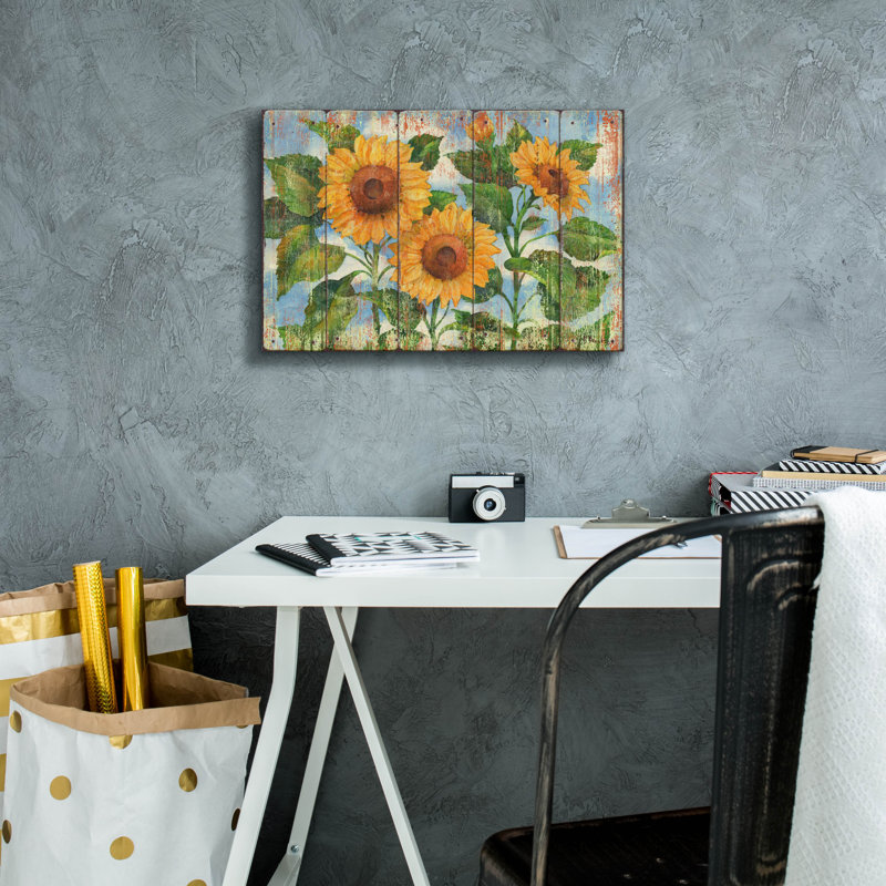 Tournesols d'été - patiné «By» Tournesols d'été - patiné »par Paul Brent, H 12 po x l 18 po x P 0,75 po