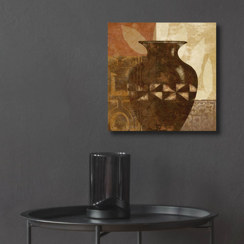 «Ethnic Vase 4» par Alonzo Saunders, art mural en verre acrylique, 12 po x 12 po