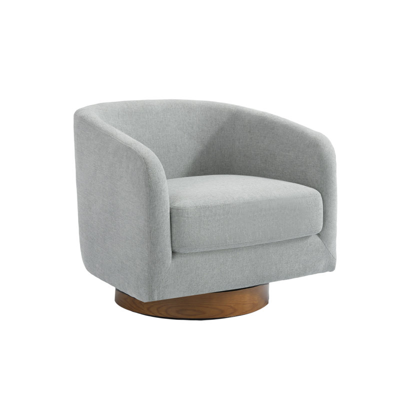 72Cm Wide Swivel Barrel Chair, Light Grey Chenille