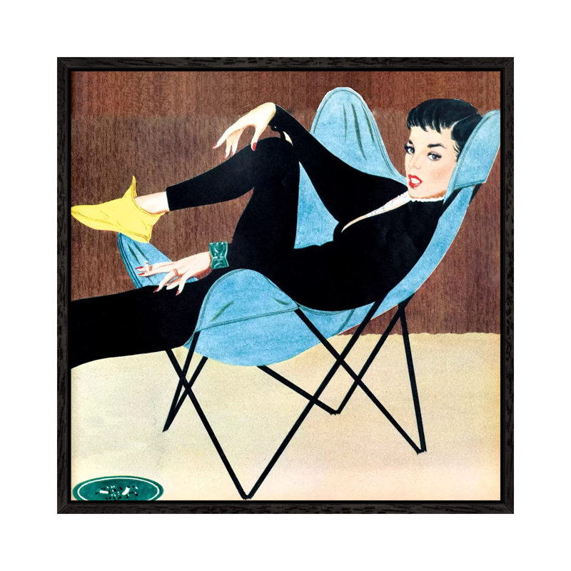 1951 Woman Magazine Plate 1 Piece Wall Art on Canvas, 45.72 cm H x 45.72 cm W, Black Floater Framed