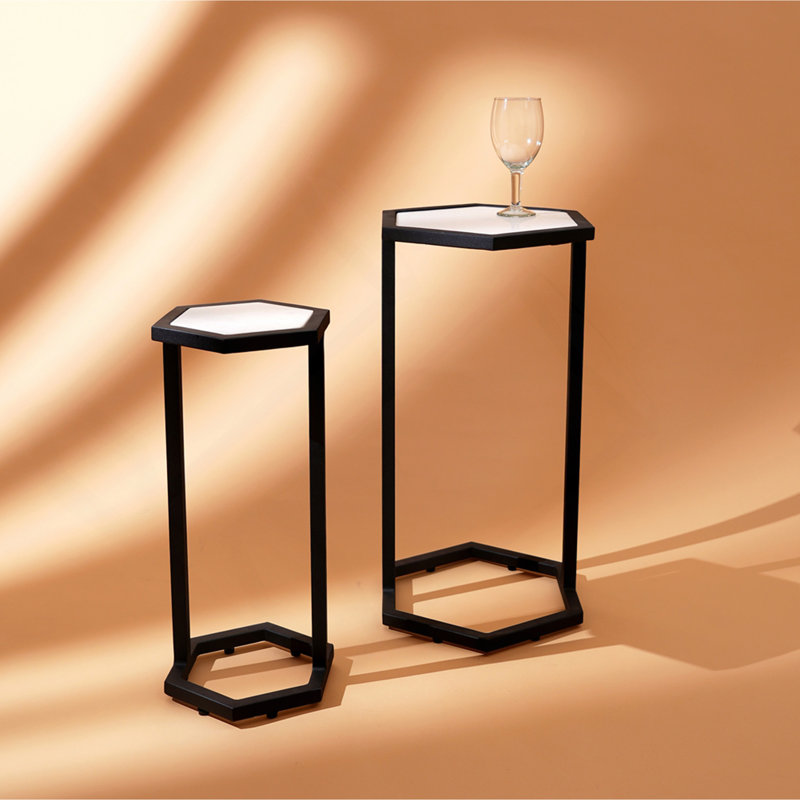 Ensemble de 2 tables d'appoint en marbre
