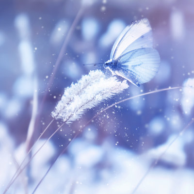 Philbert, beau papillon bleu sur toile