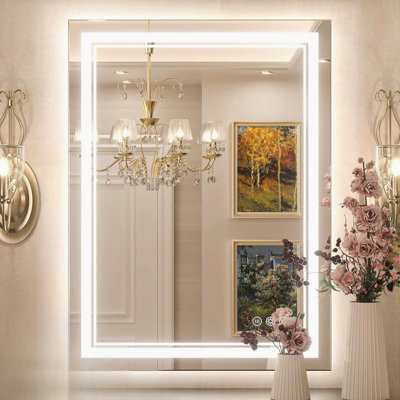 Atherton Modern Frameless Anti-Fog LED Lighted Dimmable Wall Mounted Bathroom Vanity Mirror