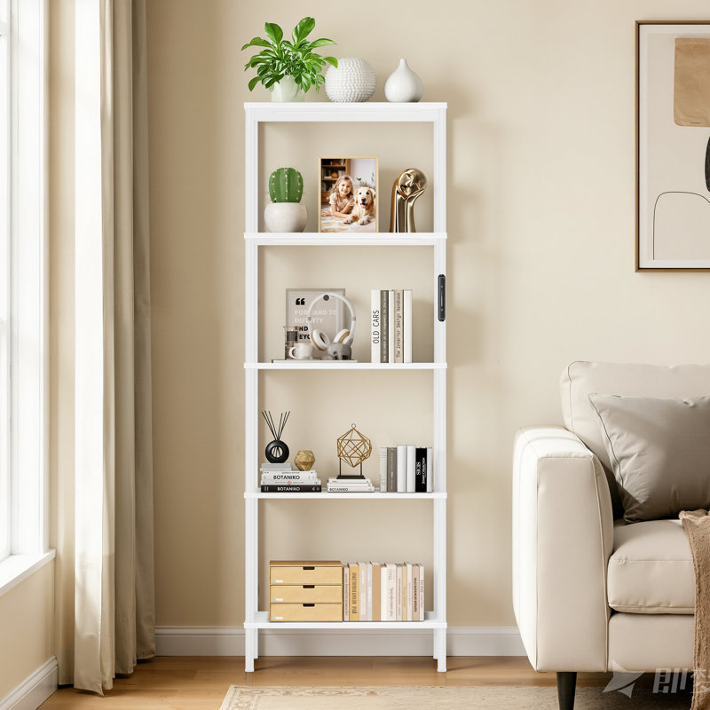 5-Tier Ironck Bookshelf with LED Lights, Touch & Remote Control, 3 Color Temperature, White