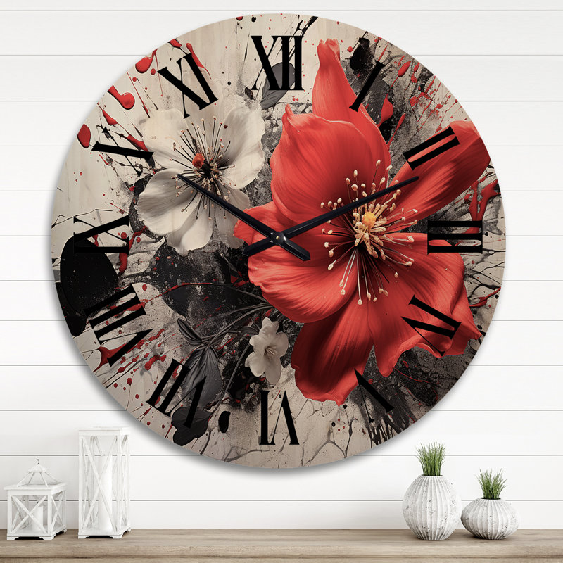 Horloge murale en bois massif Mauve, Très grand