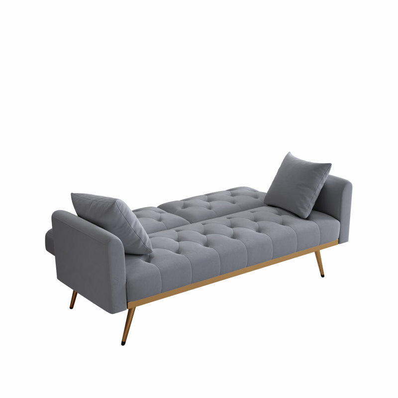 Reeyan 68.3" Upholstered Velvet Sleeper Sofa, Gray Velvet