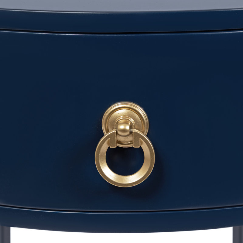 Leighty End Table with Storage, Navy, Navy, 24" H x 16" W x 11.50" D