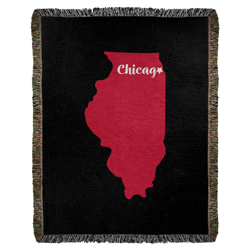 Jeté en coton tissé Chicago Sports, l 60 po x L 80 po, Noir