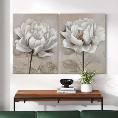 "Soft White I" 2-Piece Painting Print Set