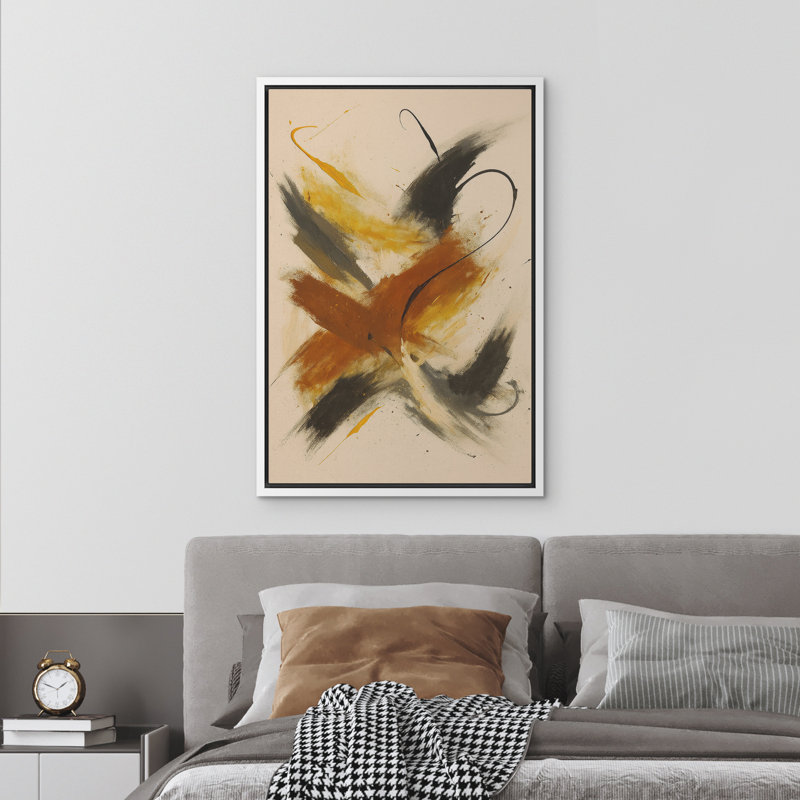 «Neutral Abstract Wall Art», reproduction d'art sur toile encadrée, H 24 po x l 16 po, Blanc