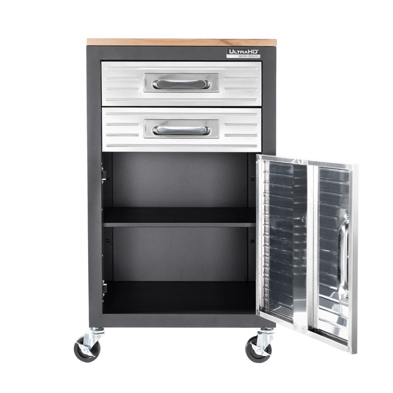 Seville Classics UltraHD 1-Door Rolling Cabinet, Graphite