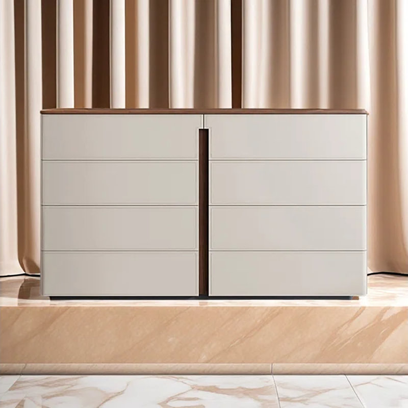 Bedroom Tv Cabinet Modern Home Saddle Leather Storage Cabinet Bed End Storage Bucket Solid Wood Dining Cabinet, Light Gray