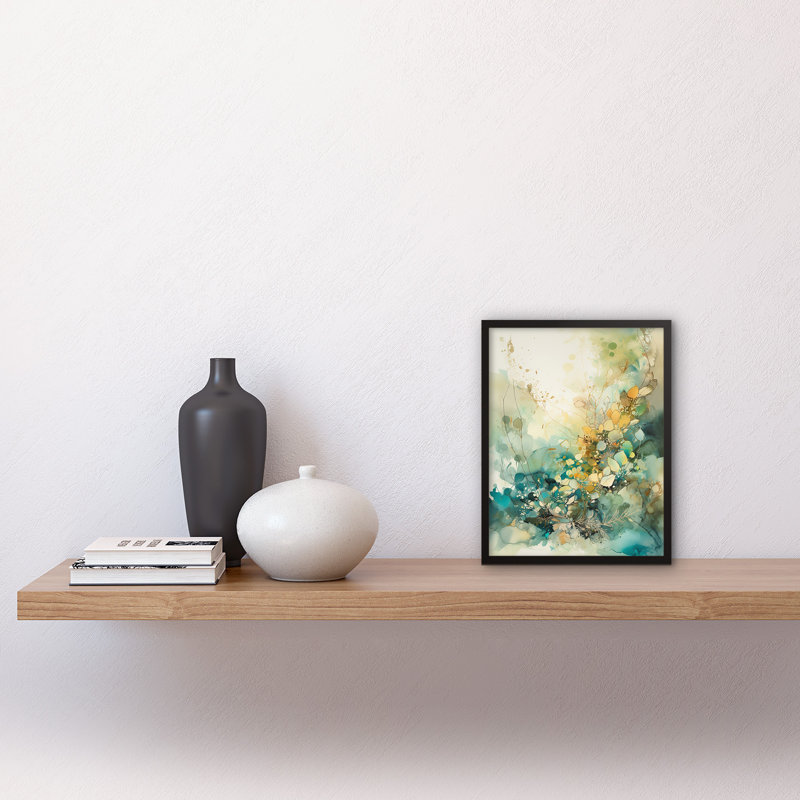 Wild Plant Flora In Teal Blue And Orange - Single Picture Frame Print