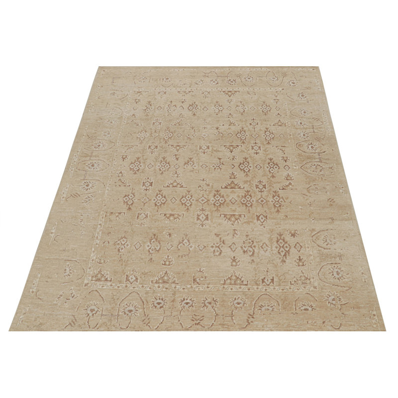 Oushak Hand Knotted Silk Floral Area Rug, Rectangle 12' x 18'