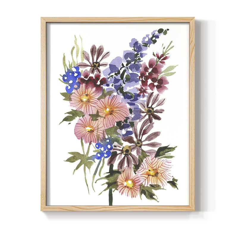 Garden Bouquets III Framed Print - Solid Wood, Naturel, H 11 po x l 9 po