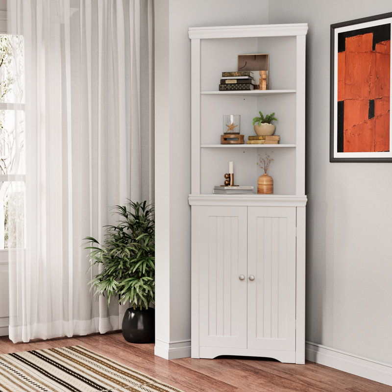 Anest  Corner Storage Bookcase, White