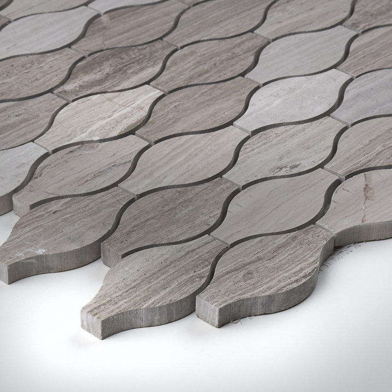Polished Marquis 2" x 2" Limestone Mosaic Tile in Chenille White