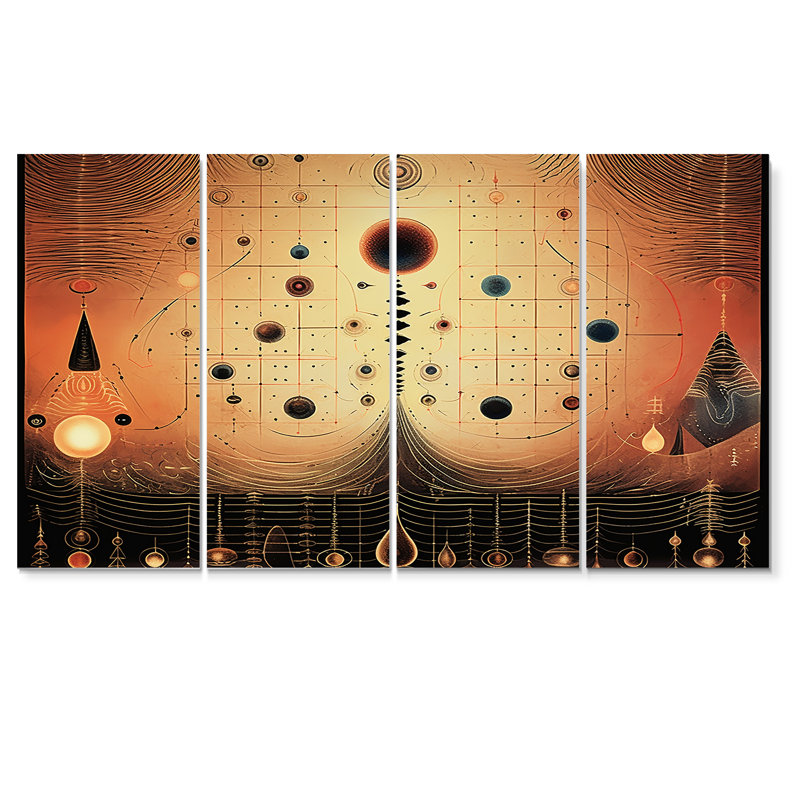 Costan - Ensemble de 4 décorations murales abstraites, H 32 po x l 64 po