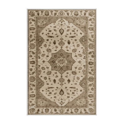 Tapis beige Tabriz lavable à la machine