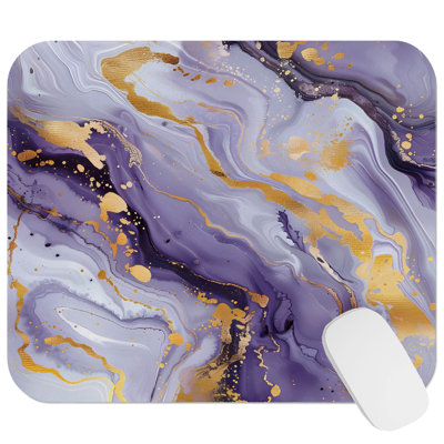 Abstract Lavender Amethyst Geode Crystals Marble XI Modern Gaming Cute Office Laptop Desk Pad Gift Mat Square Rectangle Non-Slip Mousepad